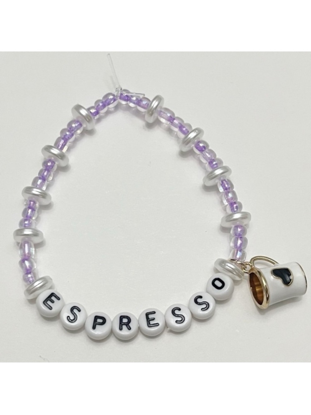Sabrina Carpenter Espresso Beaded Friendship Bracelet with White Coffee Charm